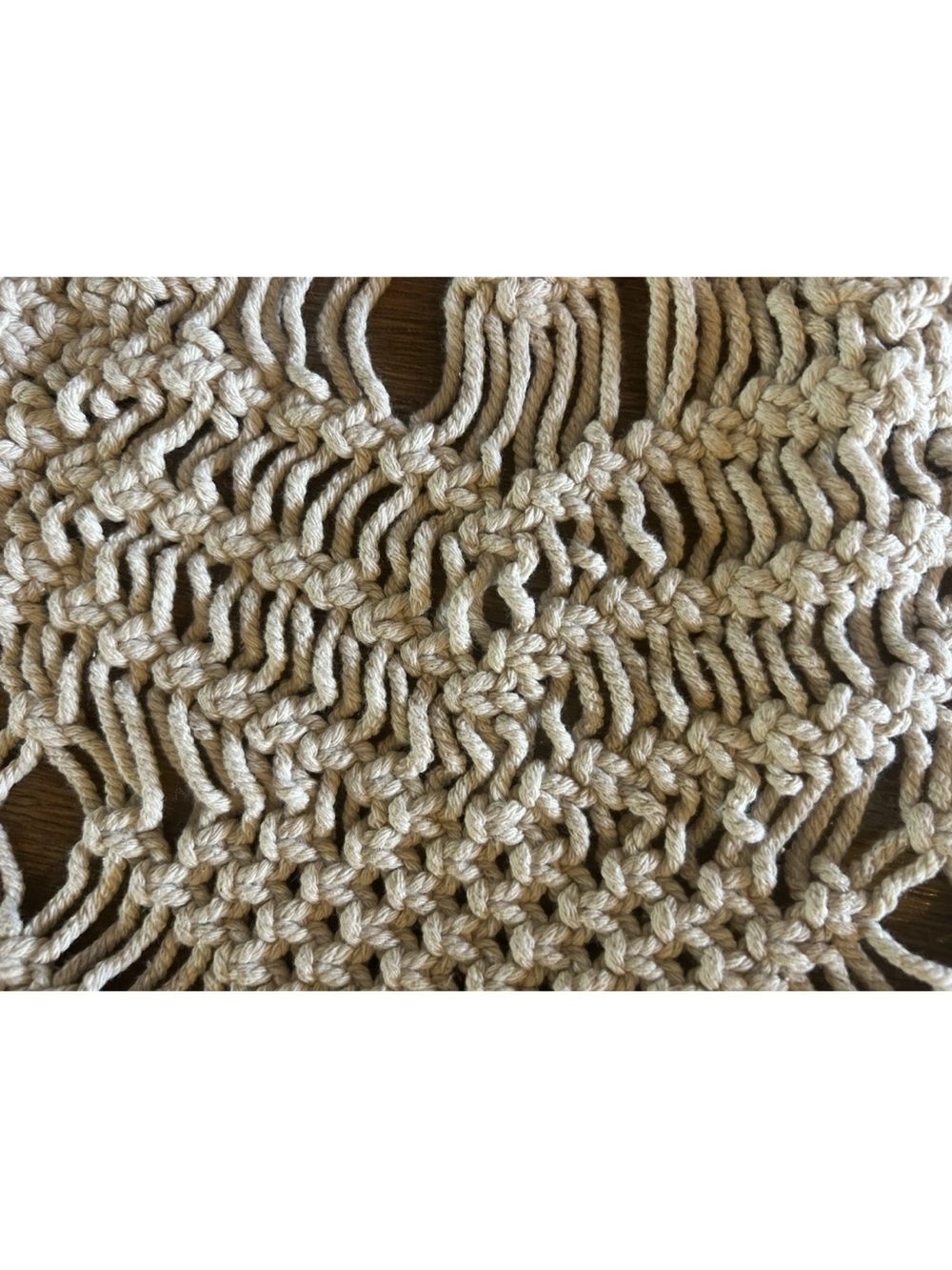 Fall Harvest Boho Macrame Table Runner Beige Fringe 16"x74" Heavier Weight - Picture 4 of 5
